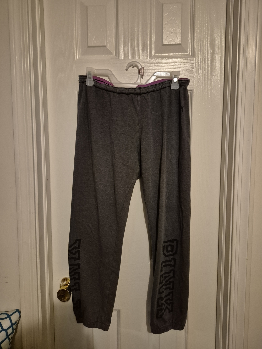 PINK Victoria's Secret Gray Jogger Pants with Pink Waistband